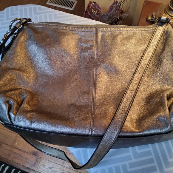 Coach Mia Rose Gold Metallic Leather Shoulder Bag - Picture 5 of 11
